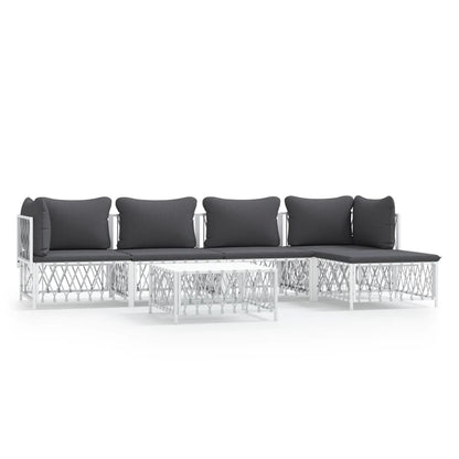 6-delige Loungeset met kussens staal wit