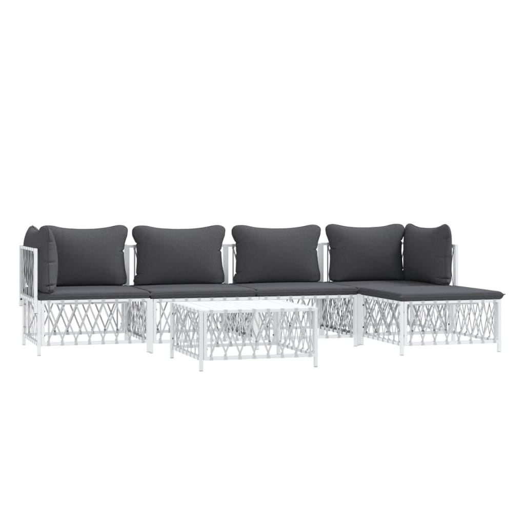 6-delige Loungeset met kussens staal wit