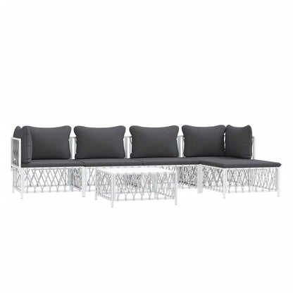 6-delige Loungeset met kussens staal wit