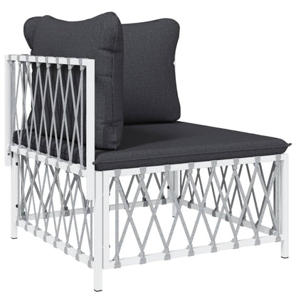 6-delige Loungeset met kussens staal wit