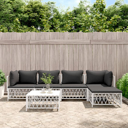 6-delige Loungeset met kussens staal wit
