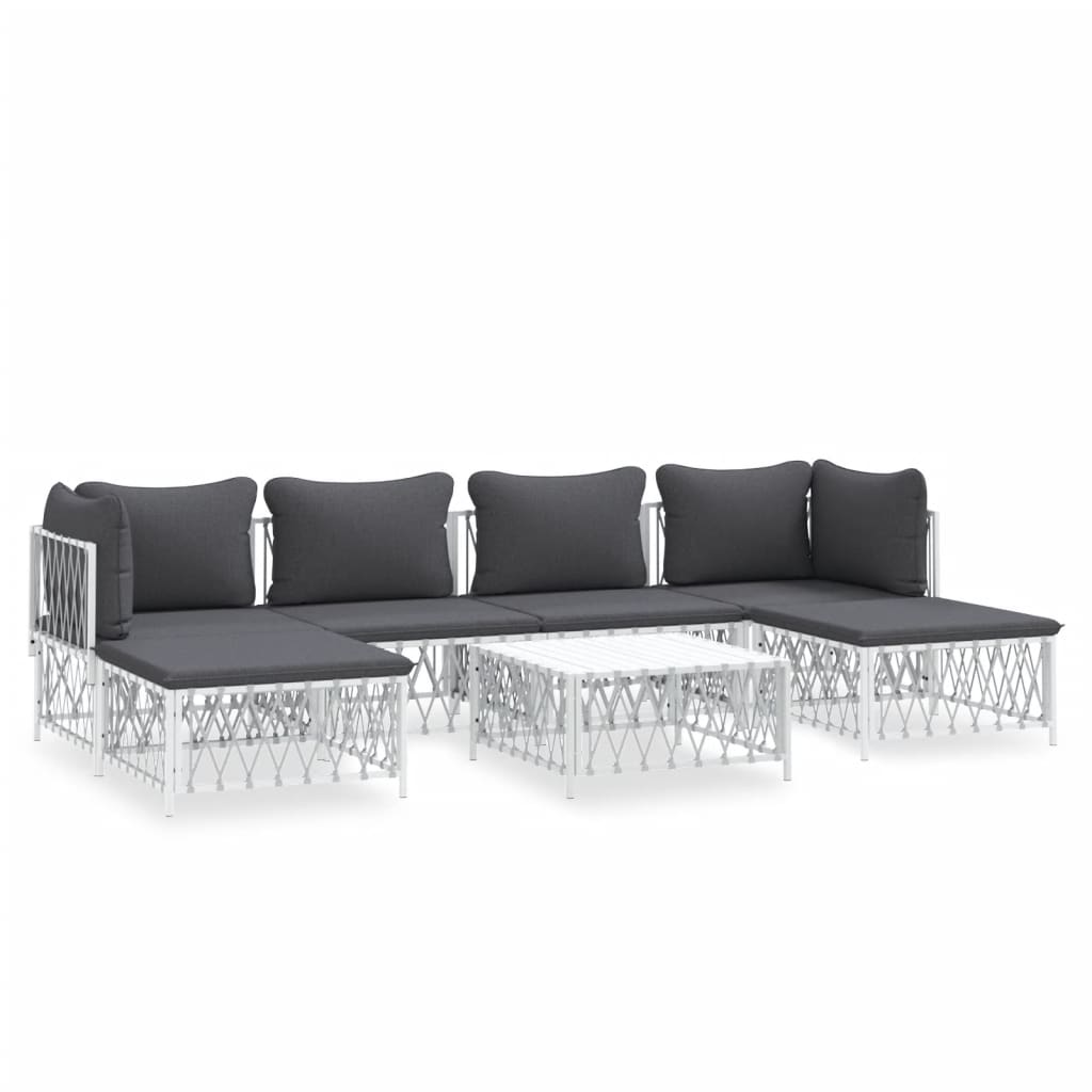 7-delige Loungeset met kussens staal wit