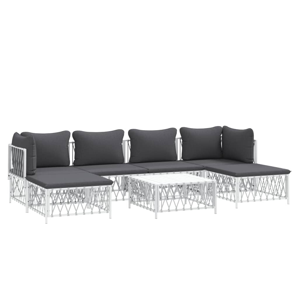 7-delige Loungeset met kussens staal wit