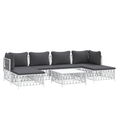 7-delige Loungeset met kussens staal wit