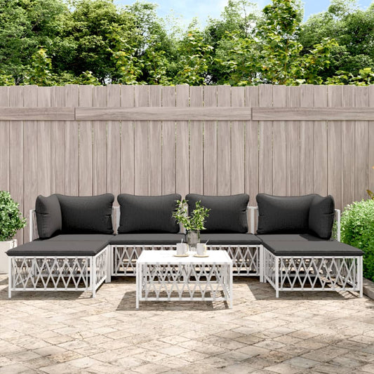 7-delige Loungeset met kussens staal wit