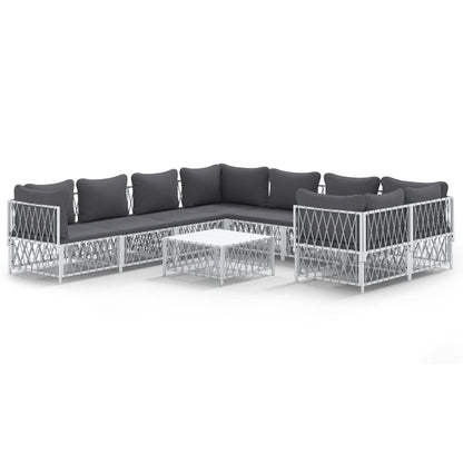 9-delige Loungeset met kussens staal wit