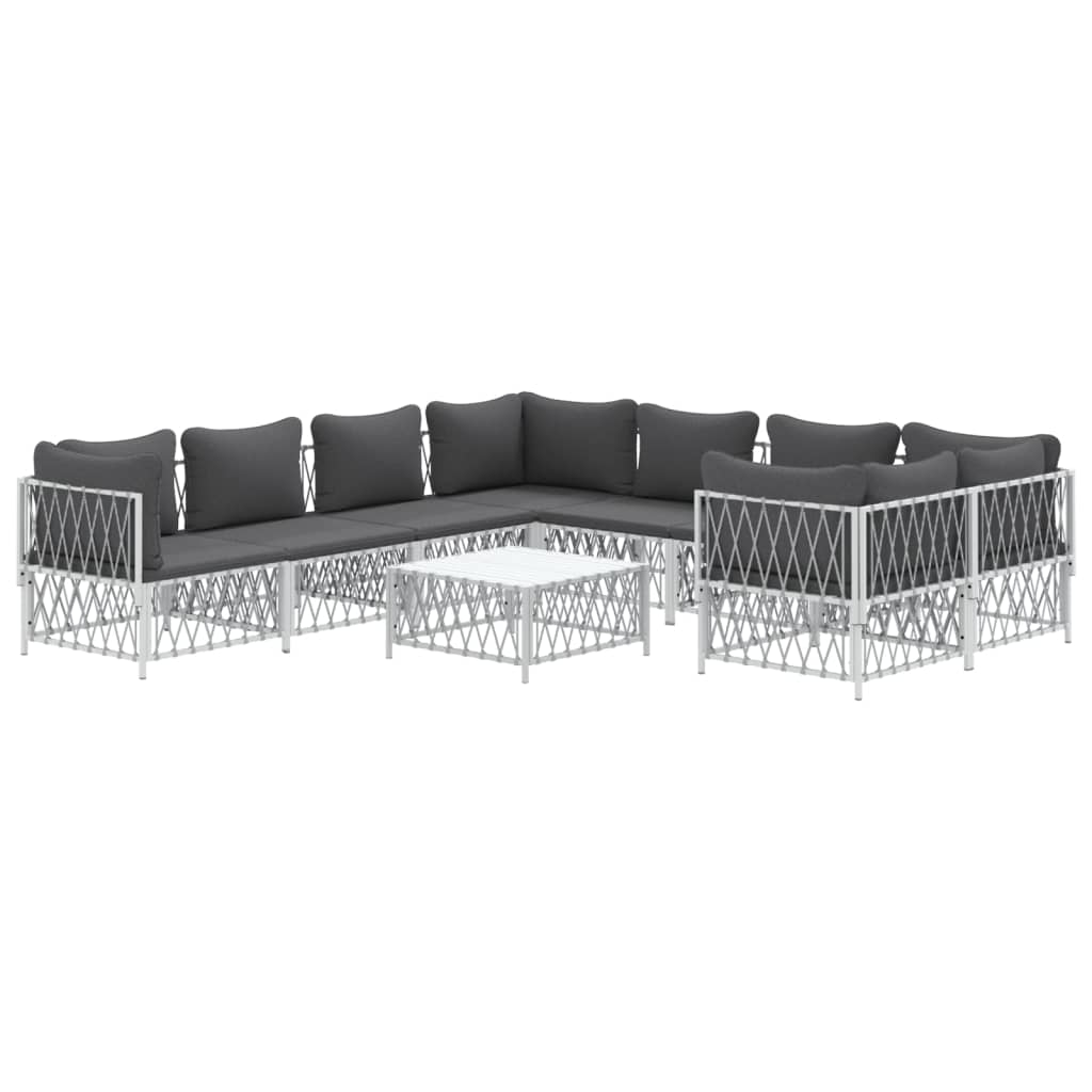 9-delige Loungeset met kussens staal wit