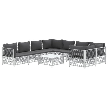 9-delige Loungeset met kussens staal wit
