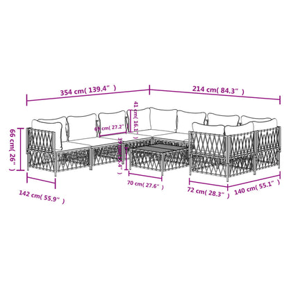 9-delige Loungeset met kussens staal wit