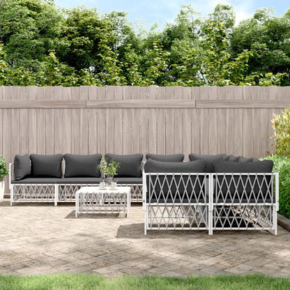 9-delige Loungeset met kussens staal wit