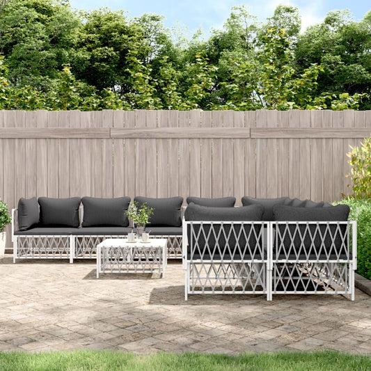 9-delige Loungeset met kussens staal wit