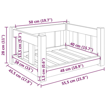 Hondenmand 55,5X45,5X28 Cm Massief Grenenhout 55.5 x 45.5 x 28 cm Naturel