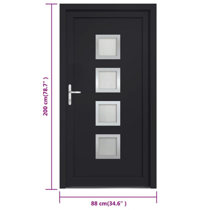 Voordeur 88x200 cm PVC antracietkleurig