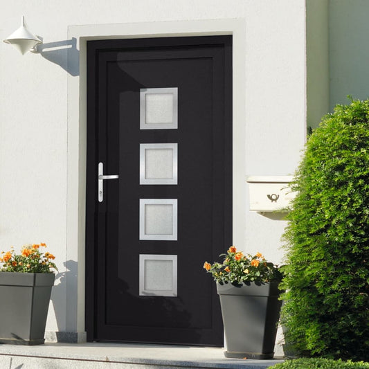 Voordeur 98x208 cm PVC antracietkleurig