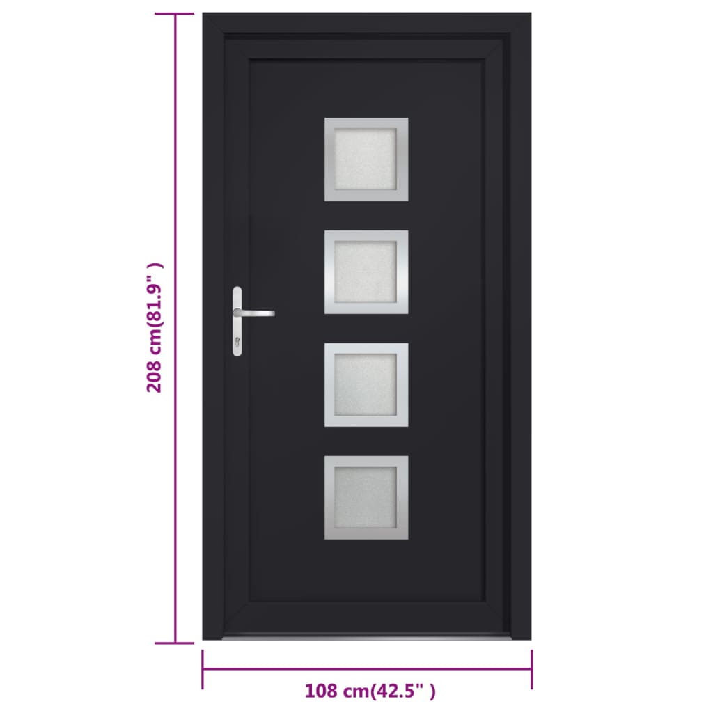 Voordeur 108x208 cm PVC antracietkleurig