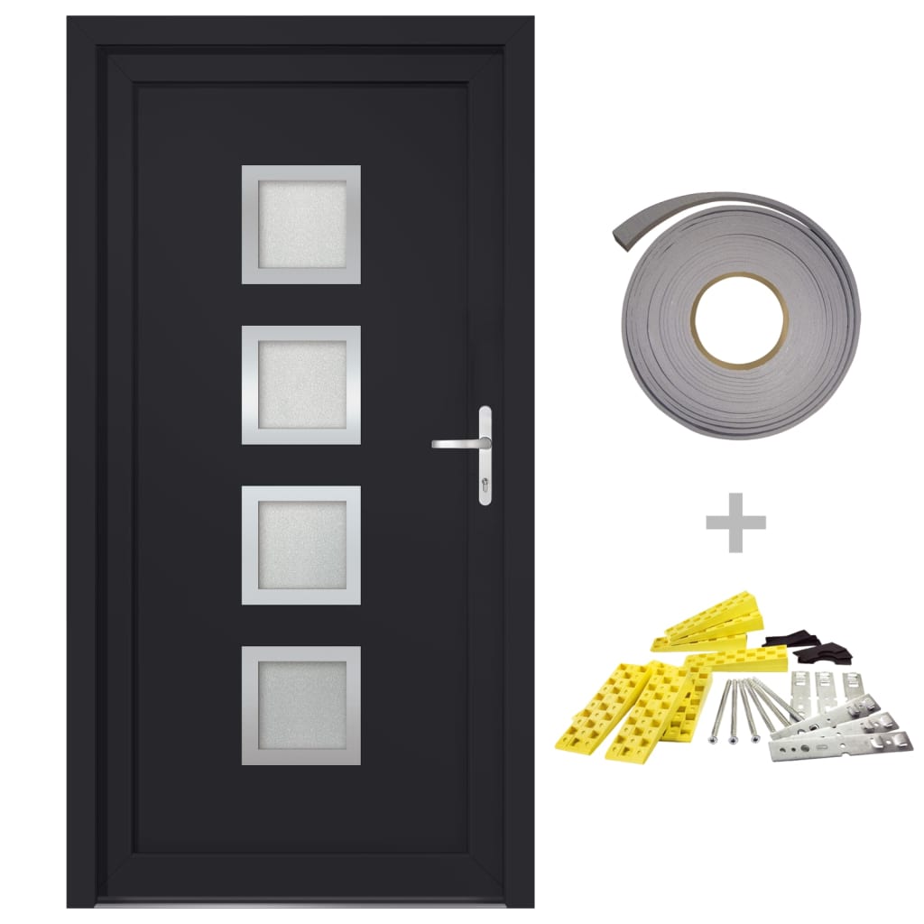 Voordeur 98x190 cm PVC antracietkleurig