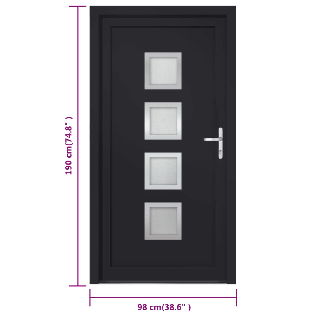 Voordeur 98x190 cm PVC antracietkleurig