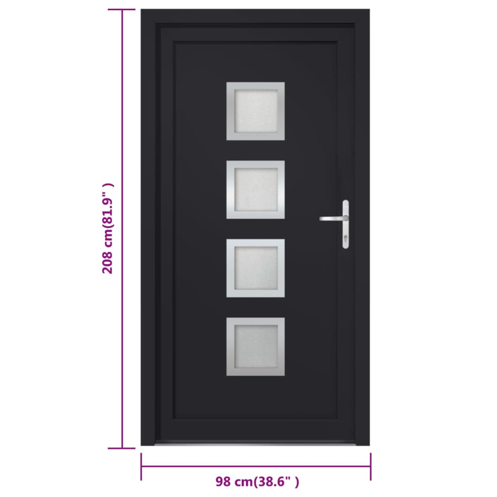 Voordeur 98x208 cm PVC antracietkleurig