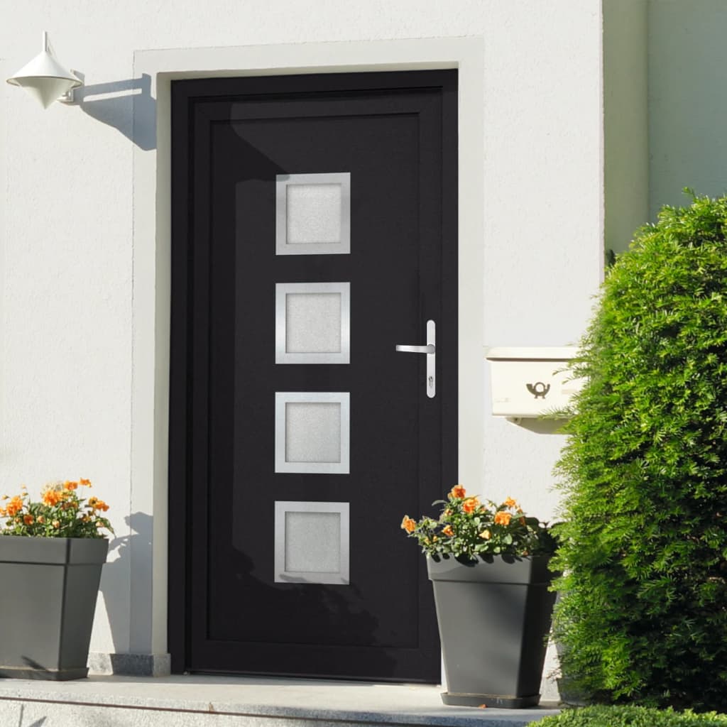 Voordeur 98x208 cm PVC antracietkleurig