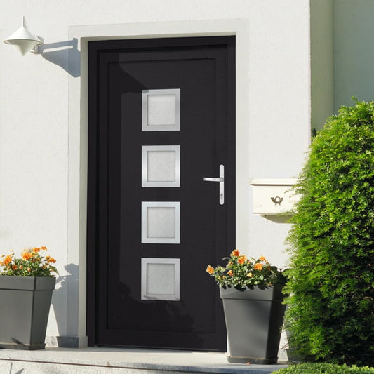Voordeur 98x208 cm PVC antracietkleurig