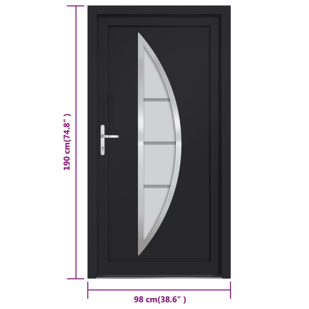 Voordeur 98x190 cm PVC antracietkleurig