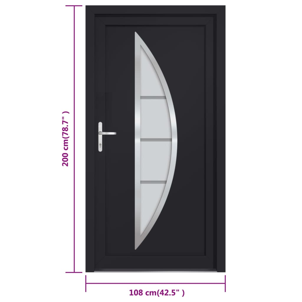 Voordeur 108x200 cm PVC antracietkleurig