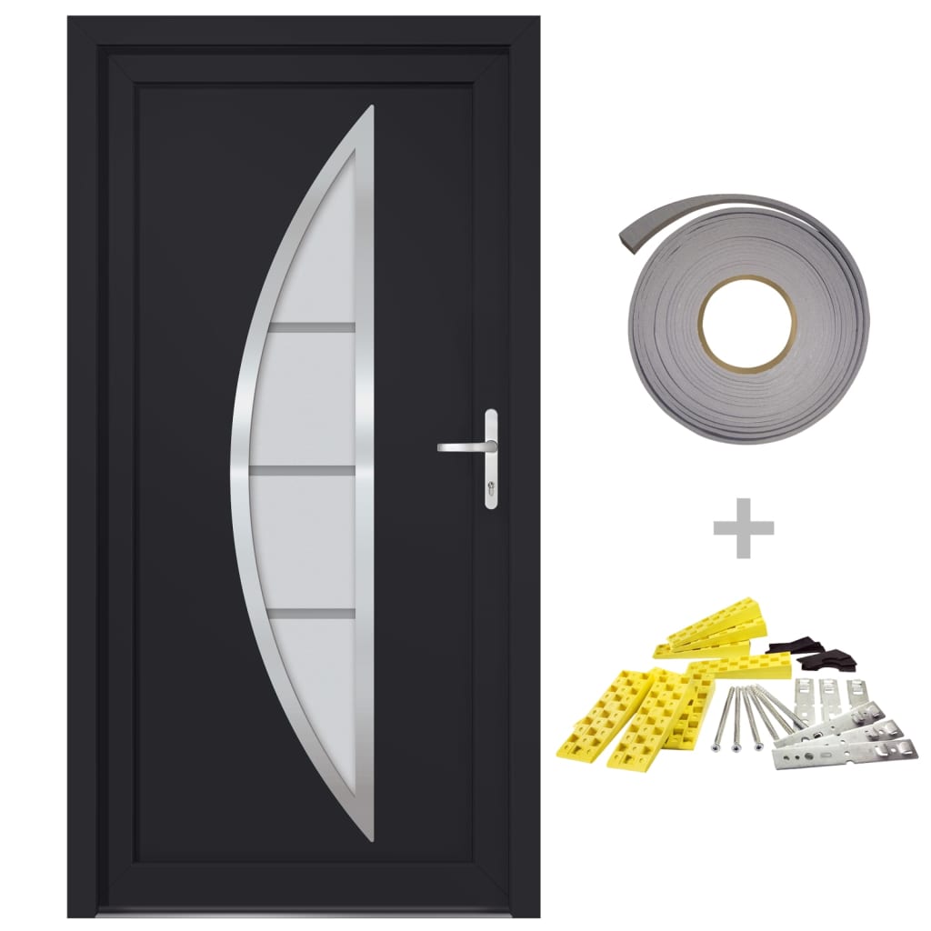 Voordeur 98x208 cm PVC antracietkleurig