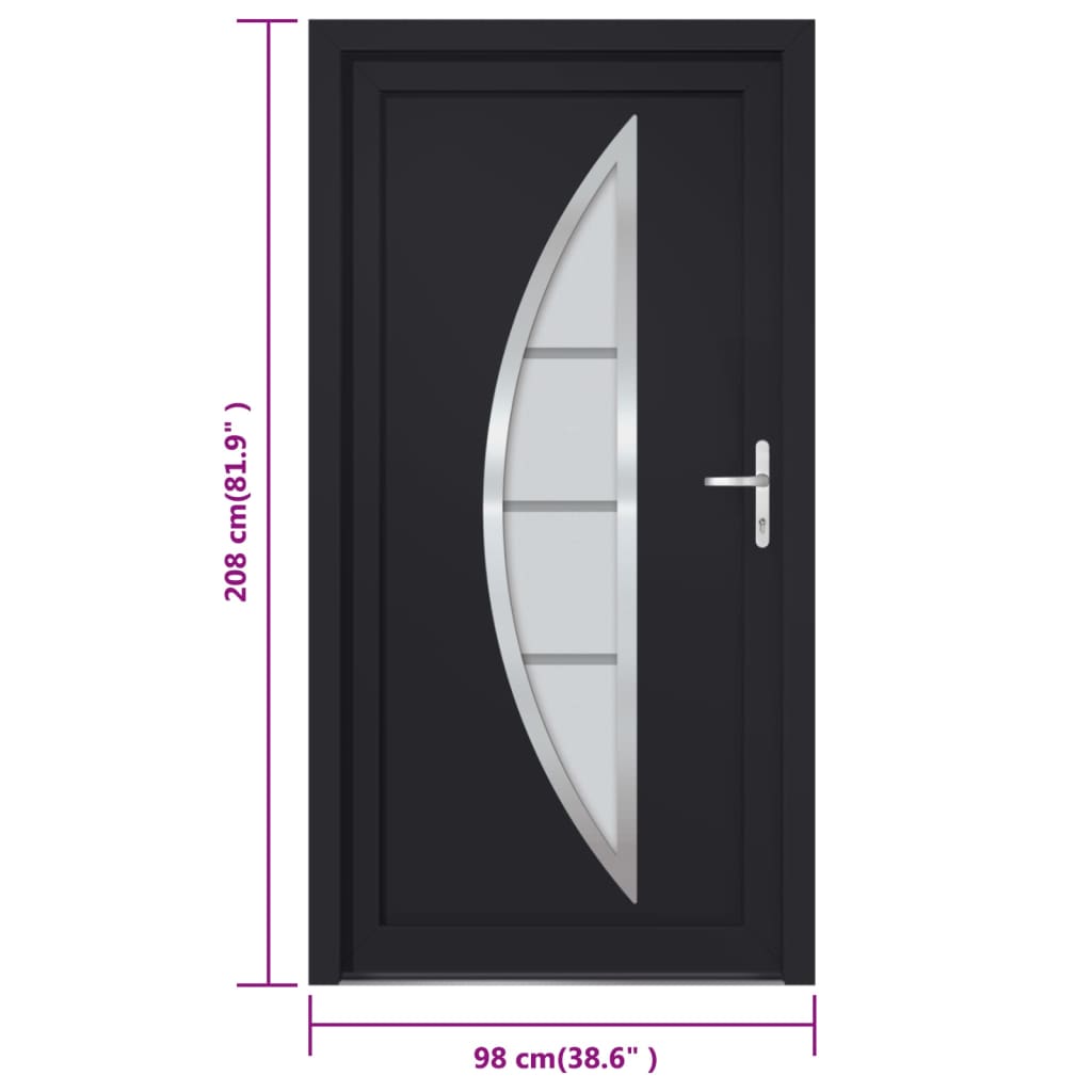 Voordeur 98x208 cm PVC antracietkleurig