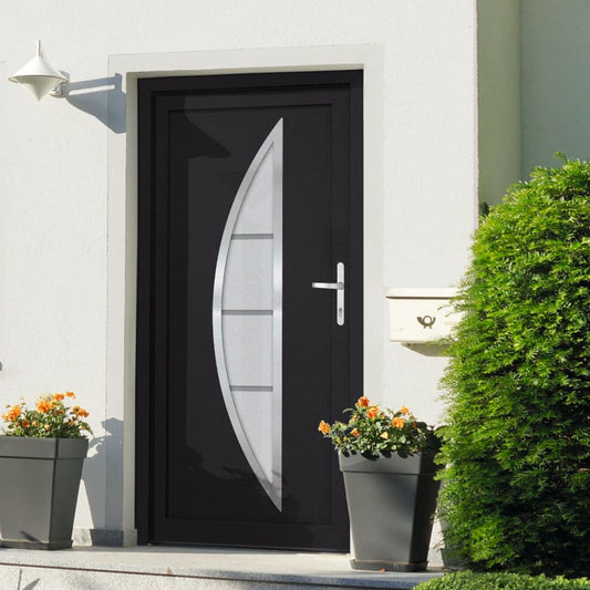 Voordeur 98x208 cm PVC antracietkleurig