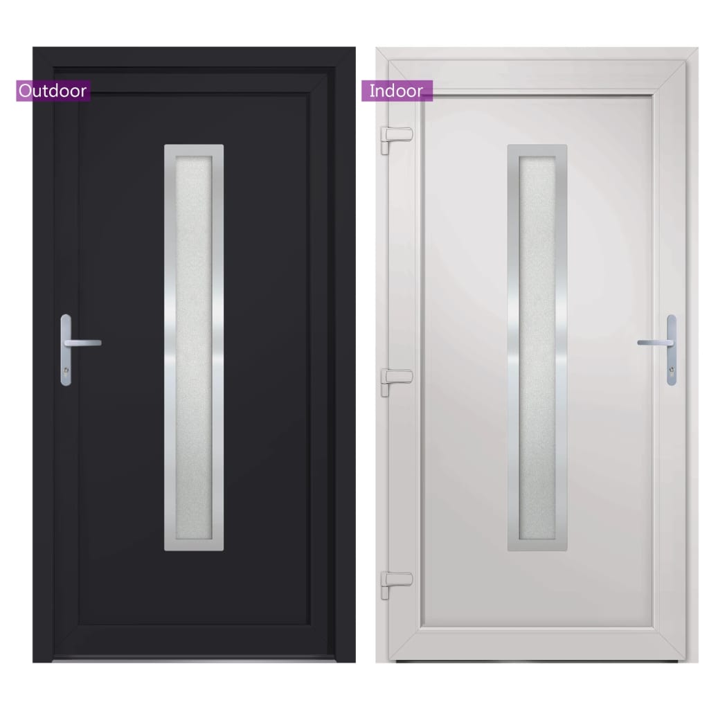 Voordeur 88x200 cm PVC antracietkleurig