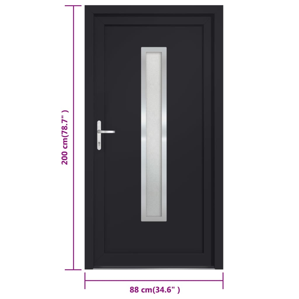 Voordeur 88x200 cm PVC antracietkleurig