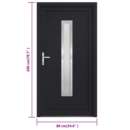 Voordeur 88x200 cm PVC antracietkleurig