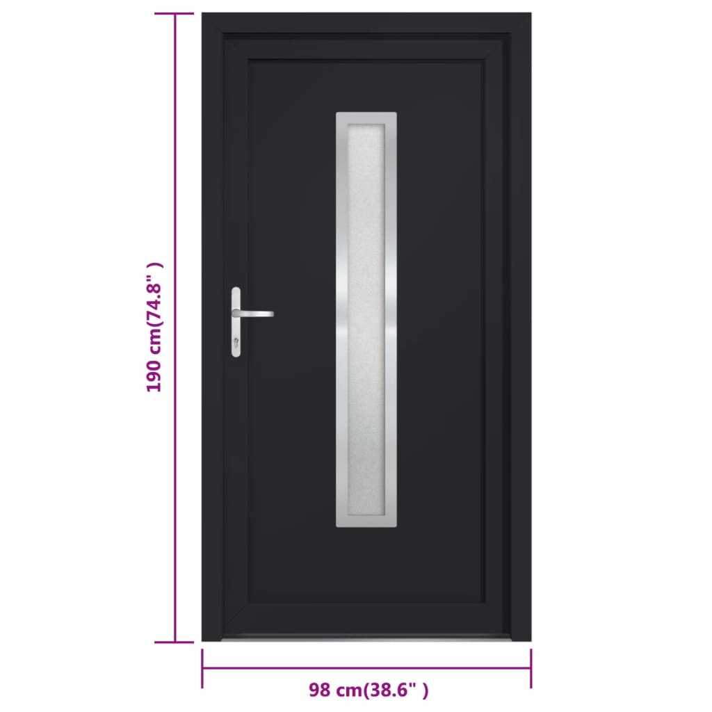 Voordeur 98x190 cm PVC antracietkleurig