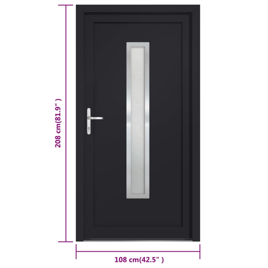 Voordeur 108x208 cm PVC antracietkleurig