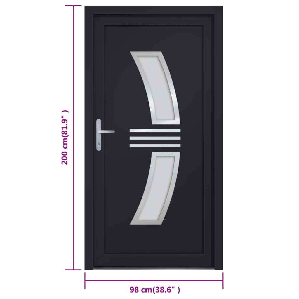 Voordeur 98x200 cm PVC antracietkleurig