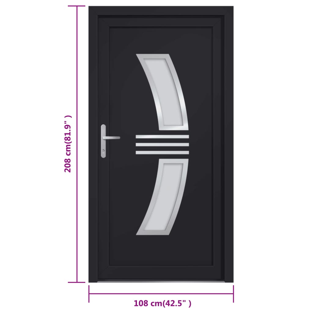 Voordeur 108x208 cm PVC antracietkleurig