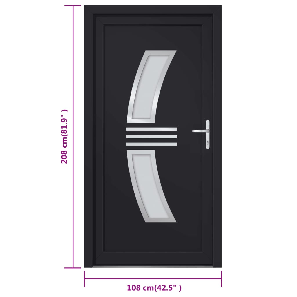 Voordeur 108x208 cm PVC antracietkleurig