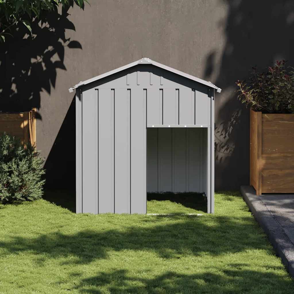 Hondenhok Met Dak 117X103X123 Cm Gegalvaniseerd Staal Lichtgrijs