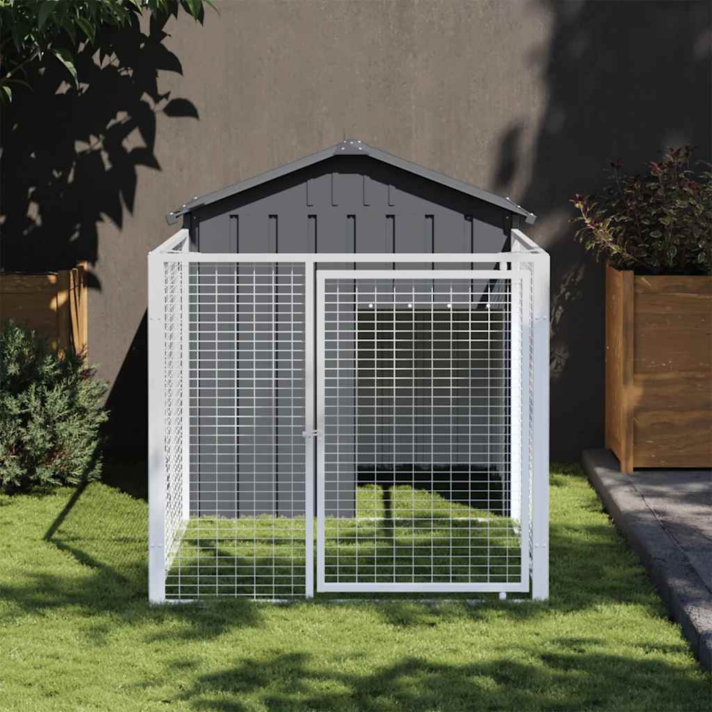 Hondenhok Met Dak Gegalvaniseerd Staal 117 x 201 x 123 cm Antraciet