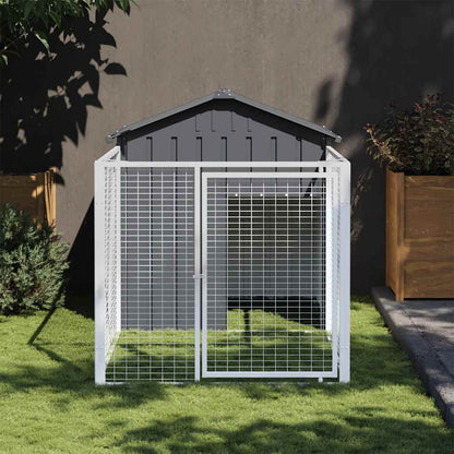 Hondenhok Met Dak Gegalvaniseerd Staal 117 x 201 x 123 cm Antraciet