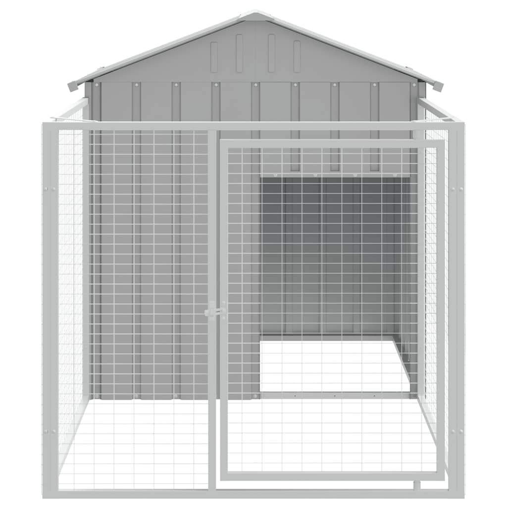 Hondenhok Met Dak Gegalvaniseerd Staal 117 x 201 x 123 cm Lichtgrijs