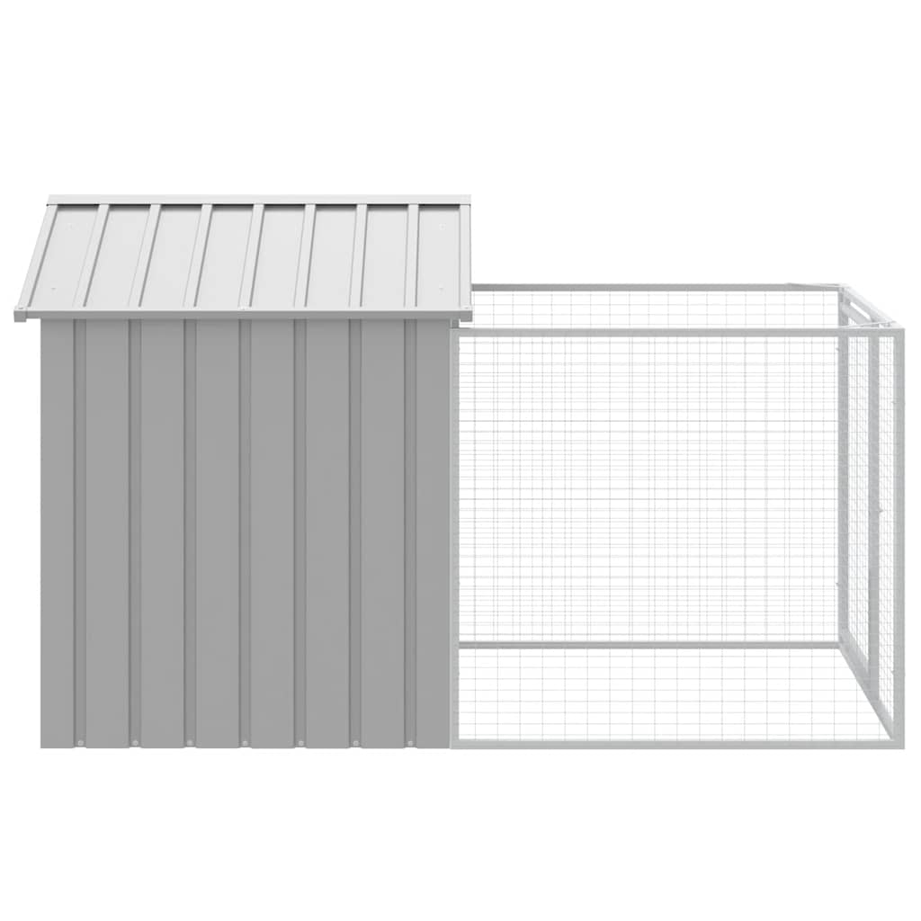 Hondenhok Met Dak Gegalvaniseerd Staal 117 x 201 x 123 cm Lichtgrijs