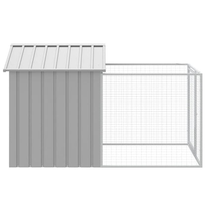 Hondenhok Met Dak Gegalvaniseerd Staal 117 x 201 x 123 cm Lichtgrijs