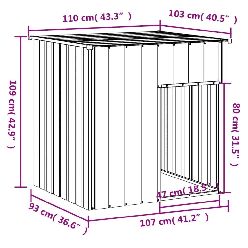 Hondenhok Met Dak 110X103X109 Cm Gegalvaniseerd Staal Antraciet