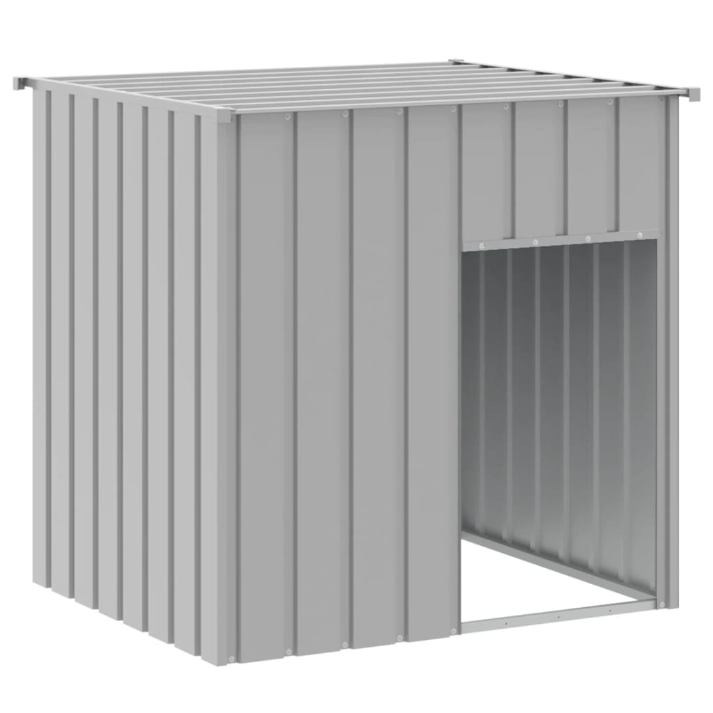 Hondenhok Met Dak 110X103X109 Cm Gegalvaniseerd Staal Grijs Lichtgrijs