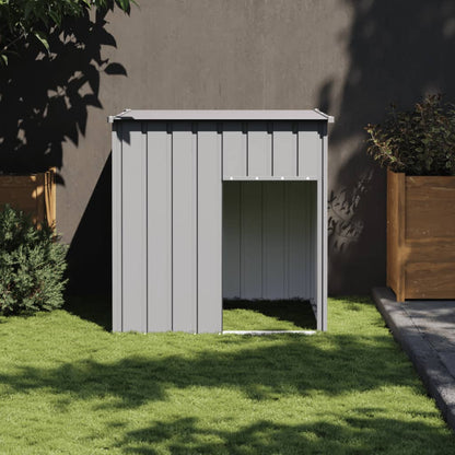 Hondenhok Met Dak 110X103X109 Cm Gegalvaniseerd Staal Grijs Lichtgrijs