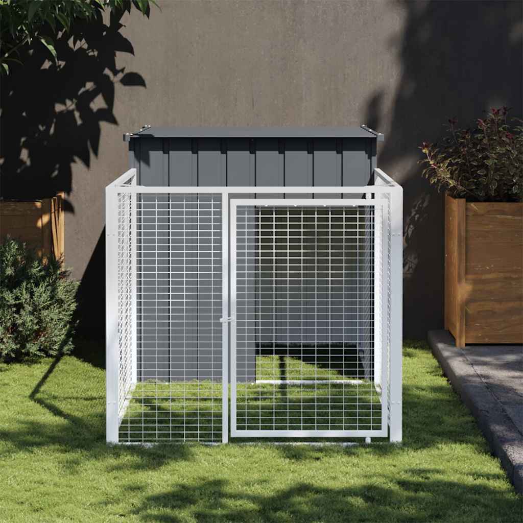 Hondenhok Met Dak Gegalvaniseerd Staal 110 x 201 x 110 cm Antraciet