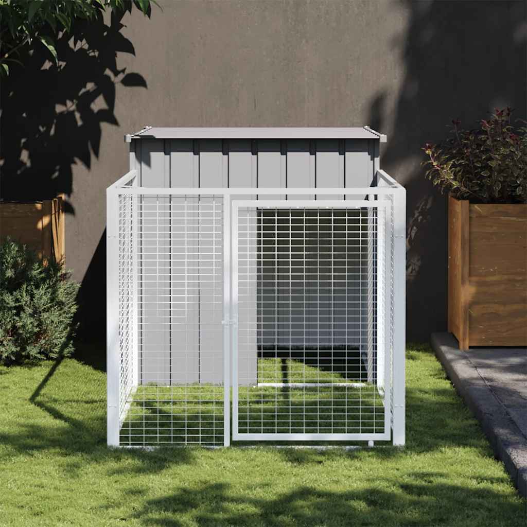 Hondenhok Met Dak Gegalvaniseerd Staal Grijs 110 x 201 x 110 cm Lichtgrijs