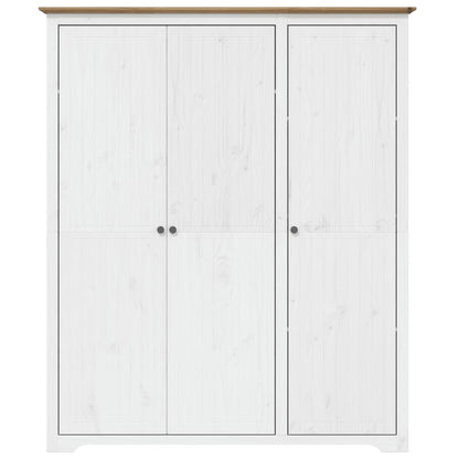 Kledingkast BODO 146x53,5x173 cm massief grenenhout wit bruin