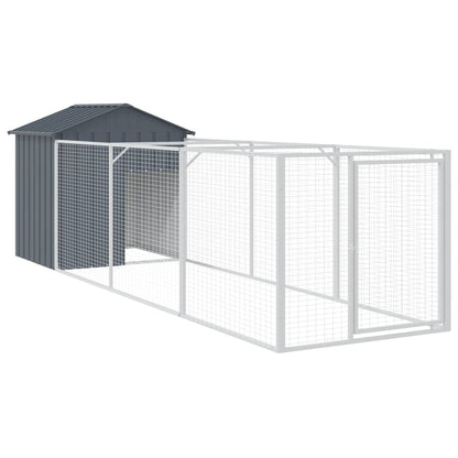 Hondenhok Met Dak Gegalvaniseerd Staal 117 x 405 x 123 cm Antraciet